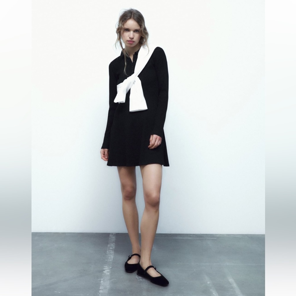 NWT Zara Polo Mini Dress in Black Size XL
